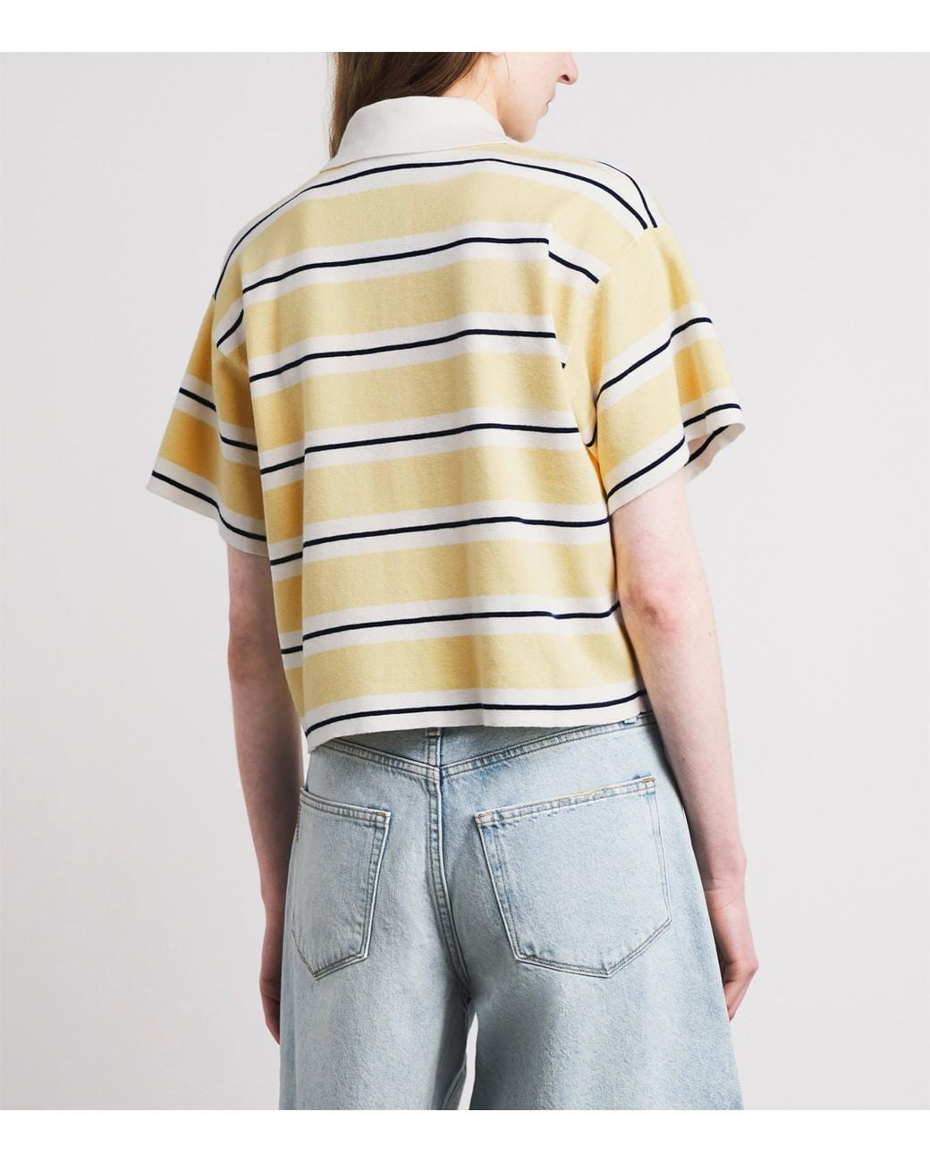 Maje Metallic Cotton-Blend Stripe Polo Shirt