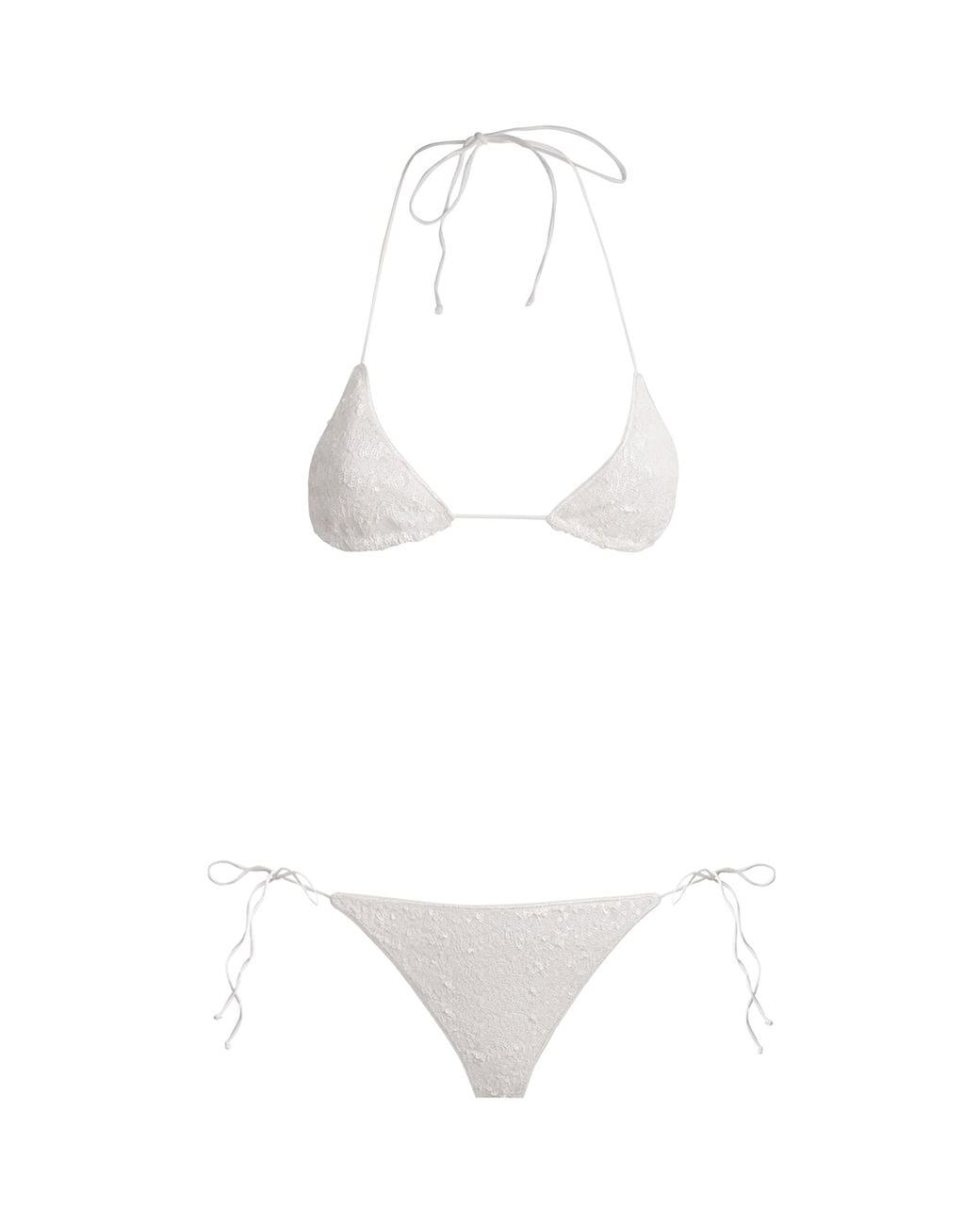 Oseree White Sequinned Bikini