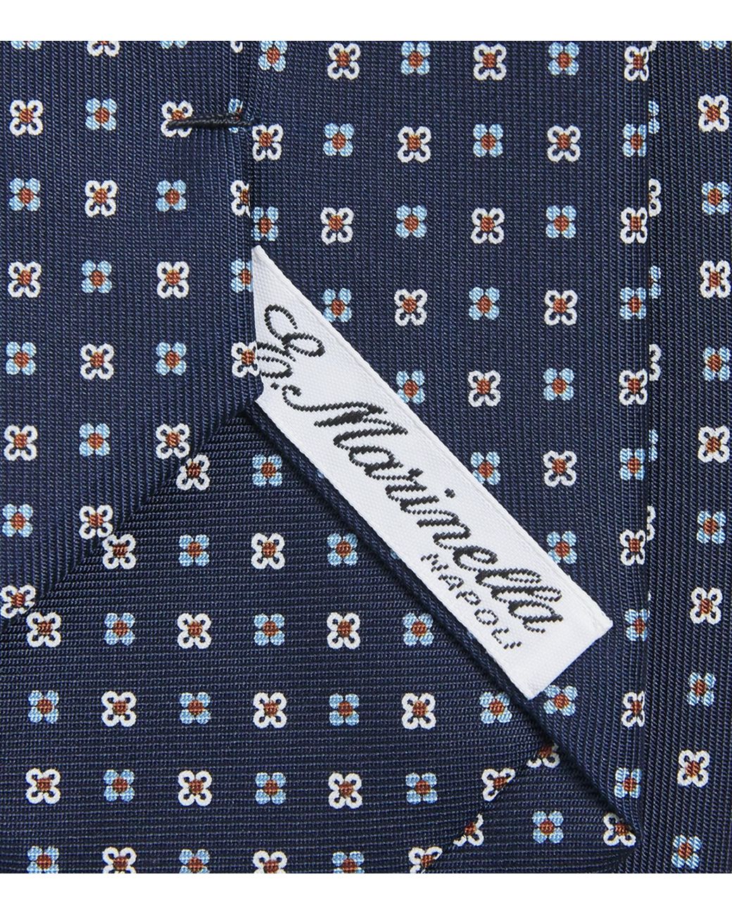 E.MARINELLA Blue Silk Floral Tie for men