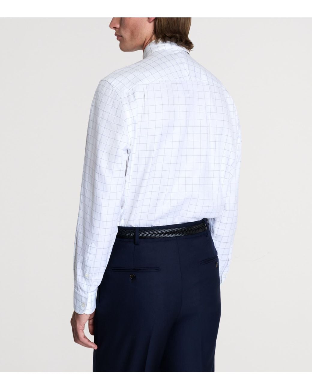 Dunhill White Cotton Check Shirt for men