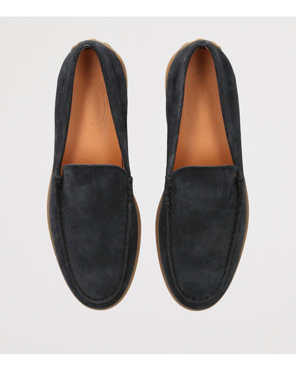 Tod's Blue Suede Pantofola Gommini Loafers