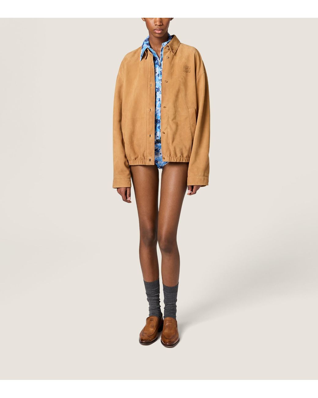 Miu Miu Brown Logo-Detailed Button-Up Jacket