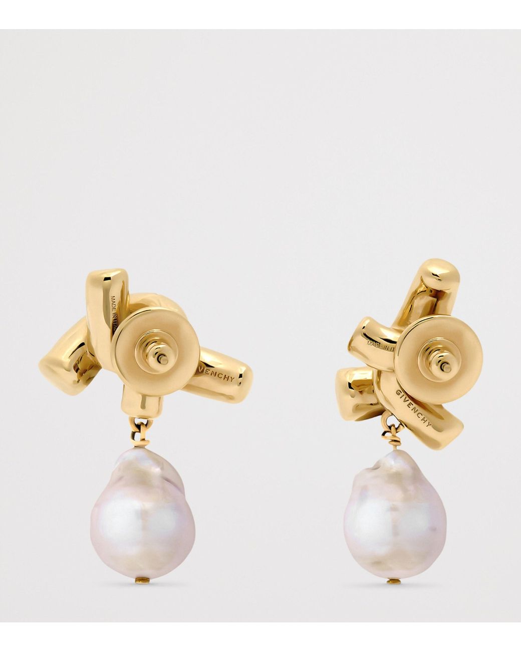 Givenchy Metallic Chain Link Asymmetric Pearl Earrings