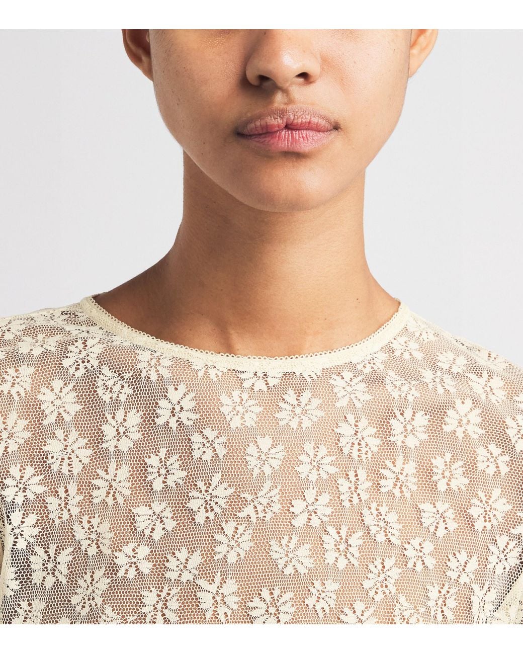 Claudie Pierlot Natural Lace Long-Sleeve Top