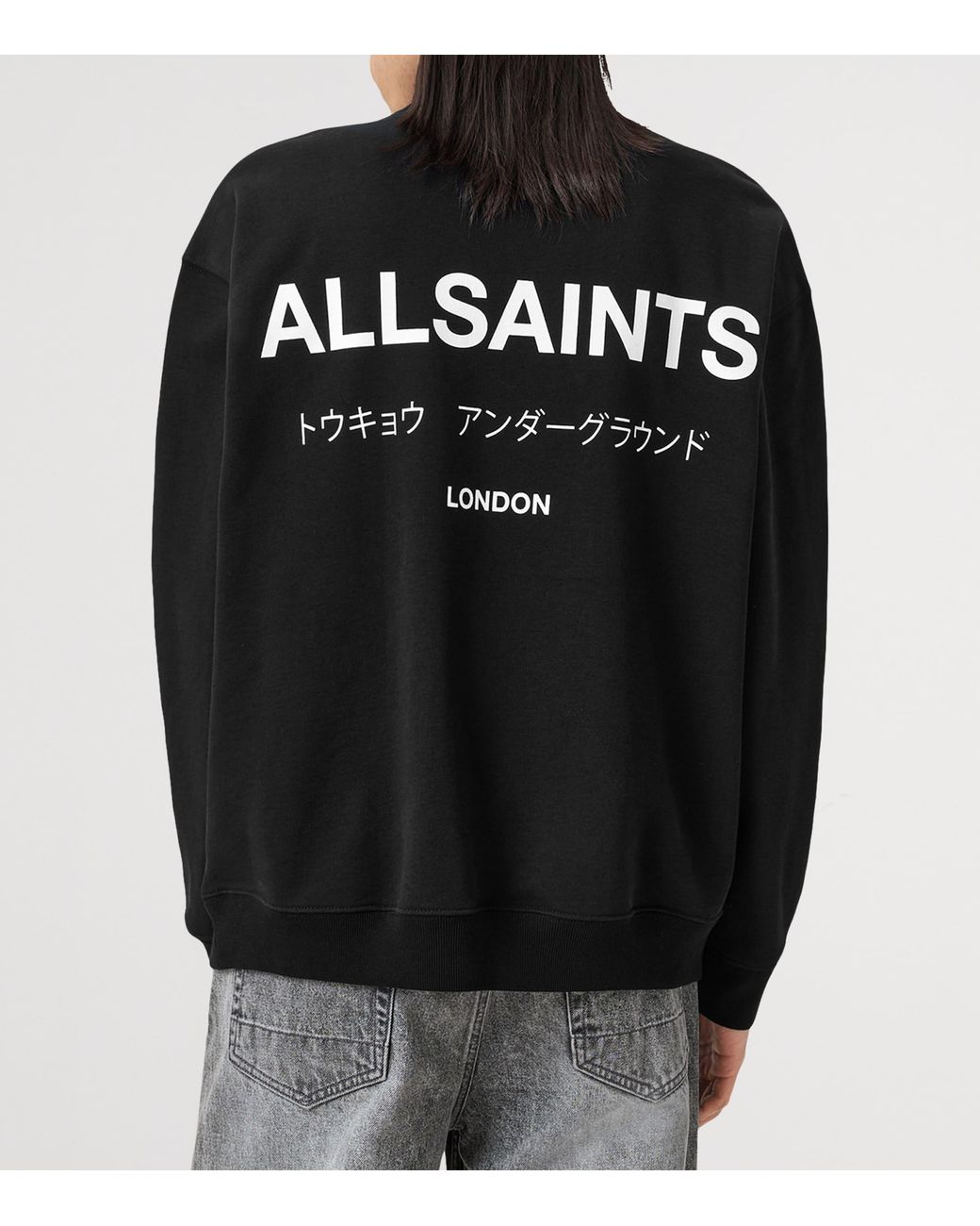 AllSaints Black Cotton Underground Half-Zip Sweatshirt for men