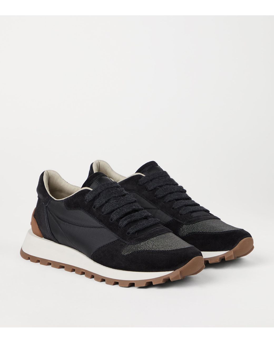Brunello Cucinelli Blue Suede Technical Running Sneakers