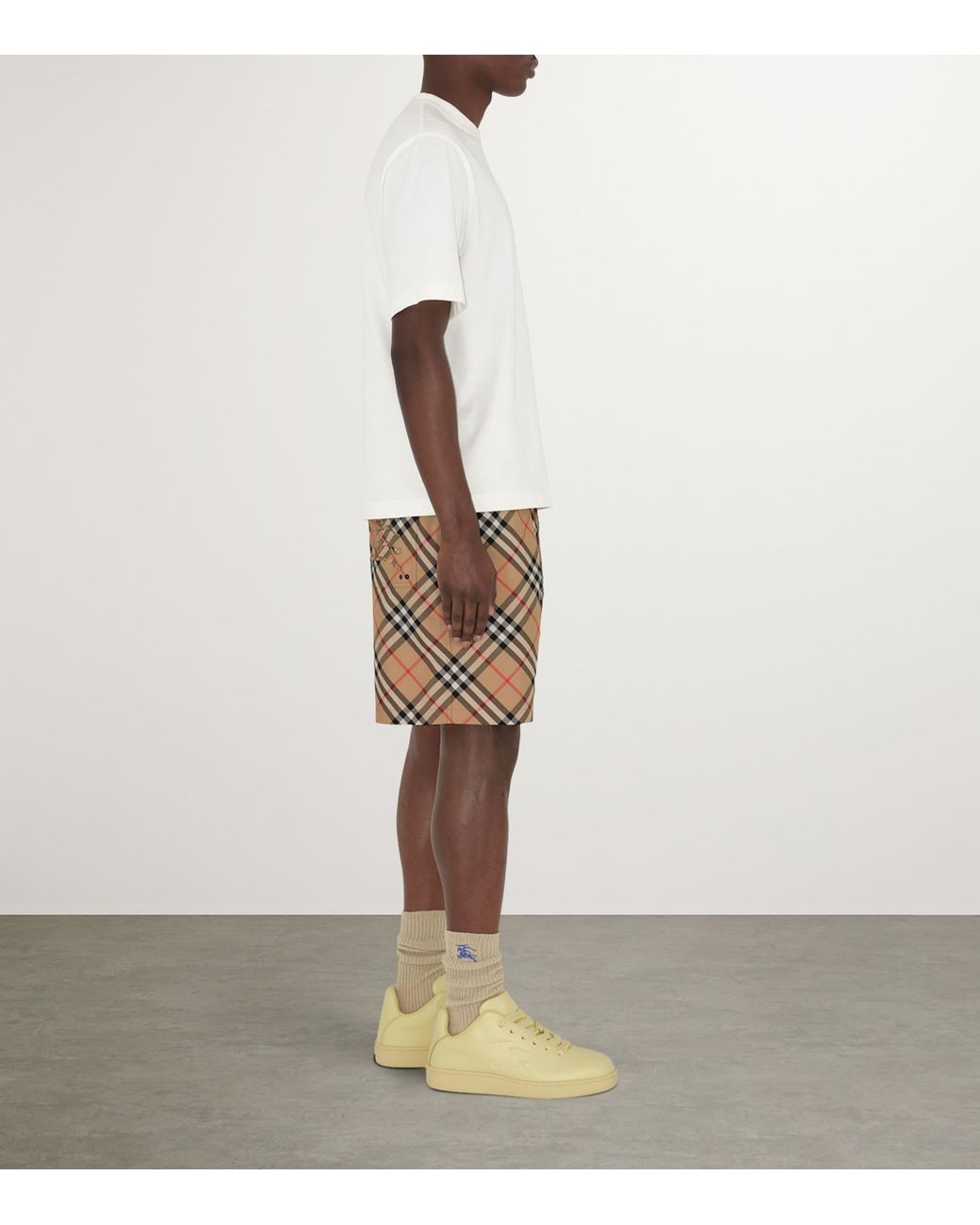Burberry Yellow Relaxed Check Shorts for men