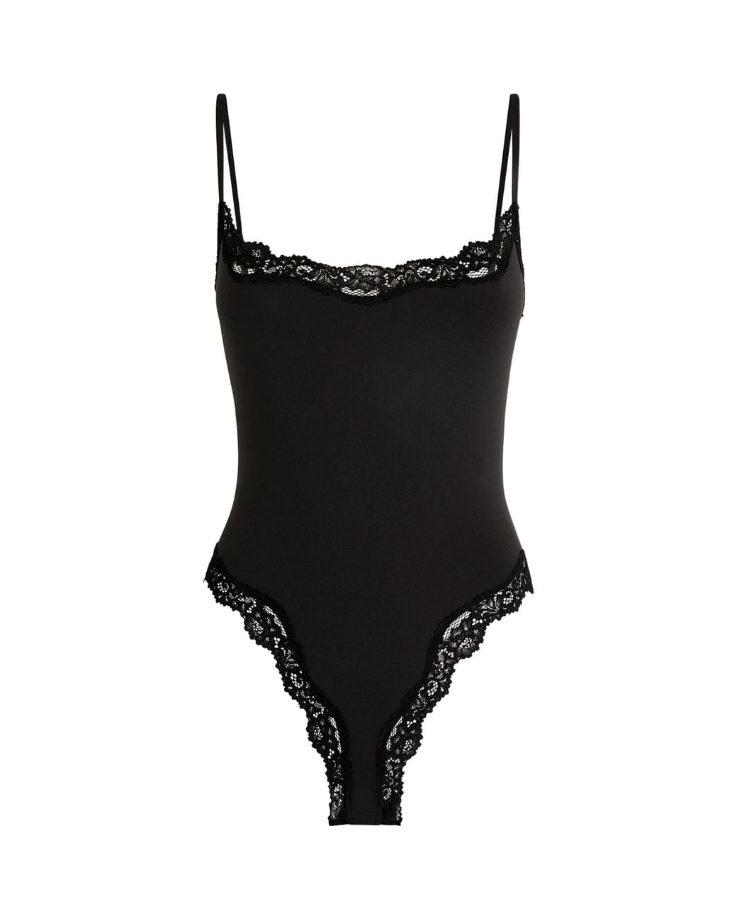 Skims Black Fits Everybody Lace-Trim Bodysuit