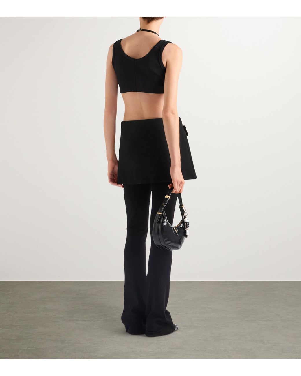 Prada Black Ribbed Jersey Crop Top
