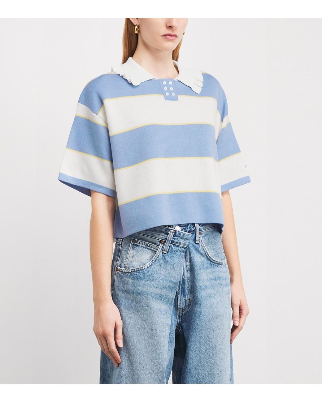 Claudie Pierlot Blue Stripe Polo Sweater