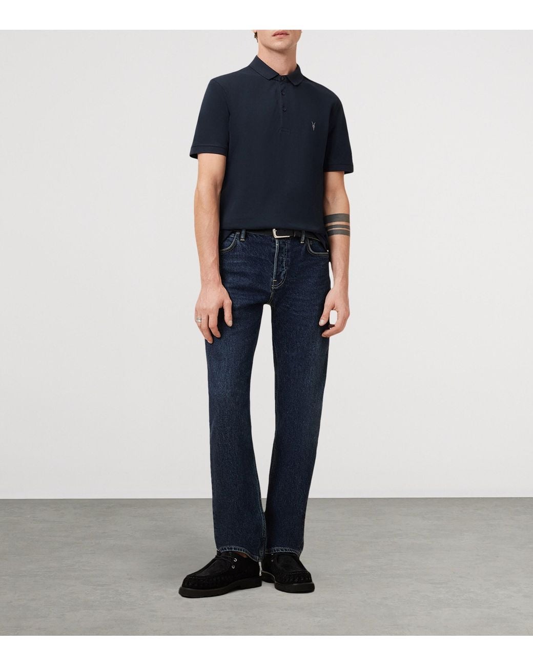 AllSaints Blue Organic Cotton Reform Polo Shirt for men