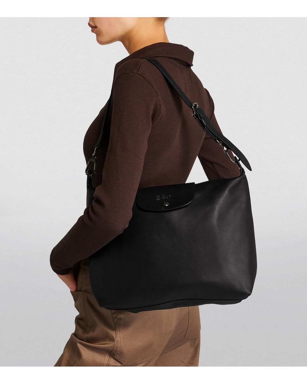 Longchamp Black Medium Leather Le Pliage Xtra Shoulder Bag