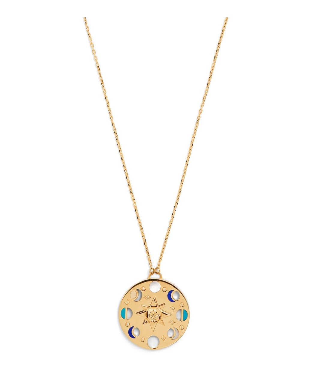 L'Atelier Nawbar Metallic Diamond, Lapis And Moon Phase Necklace