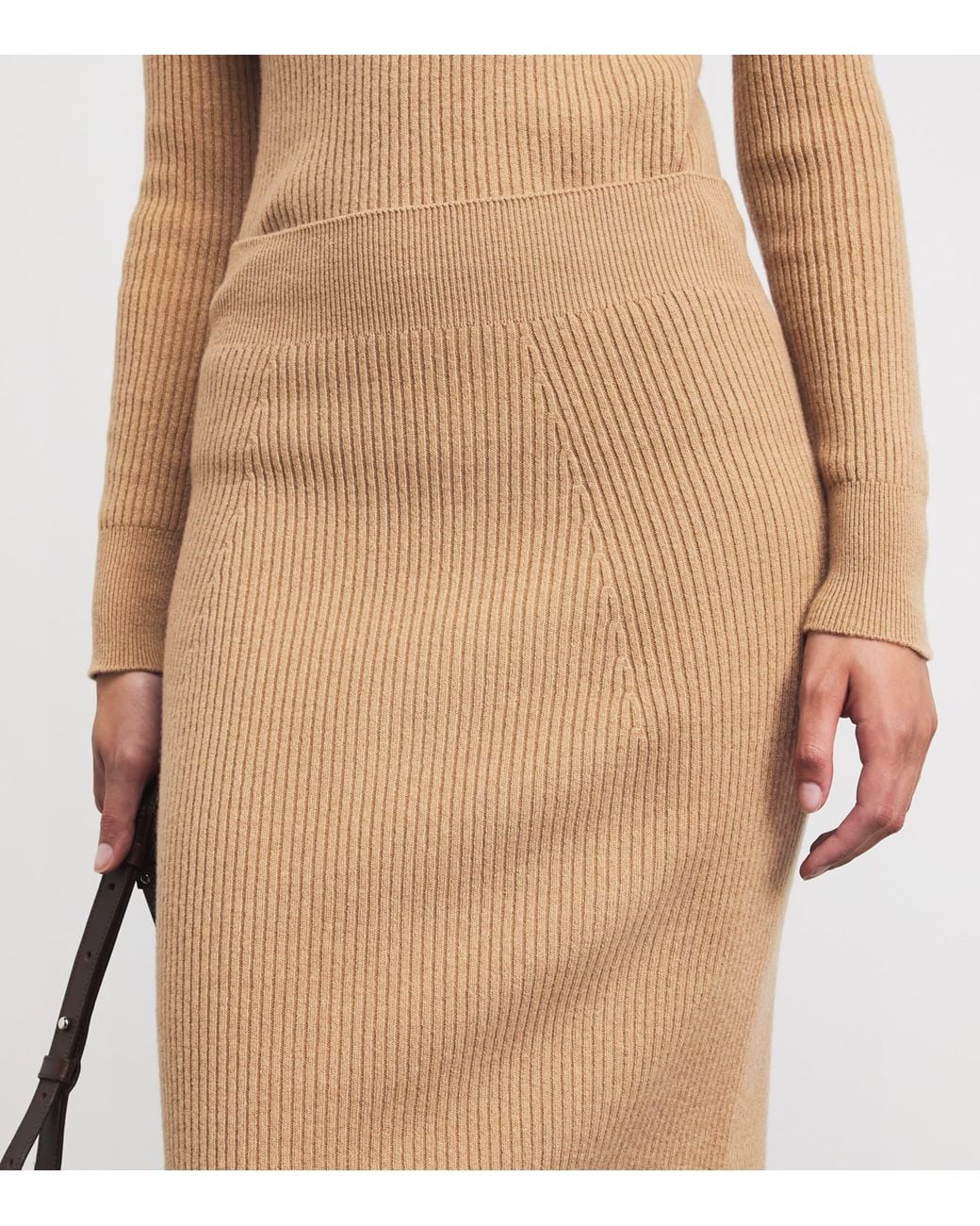 Johnstons Natural Cashmere Ribbed Midi Skirt