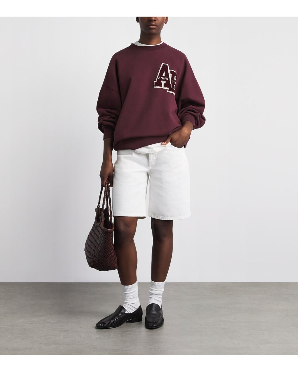 Anine Bing Purple Oversized Miles Letterman Sweatshirt