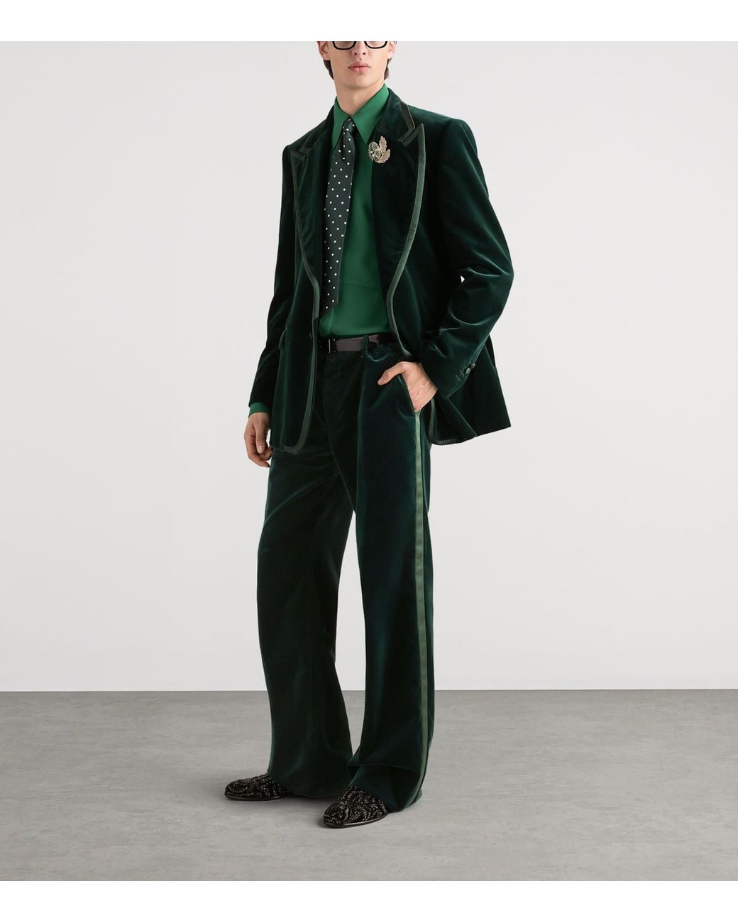Dolce & Gabbana Black Velvet Wide-Leg Trousers for men