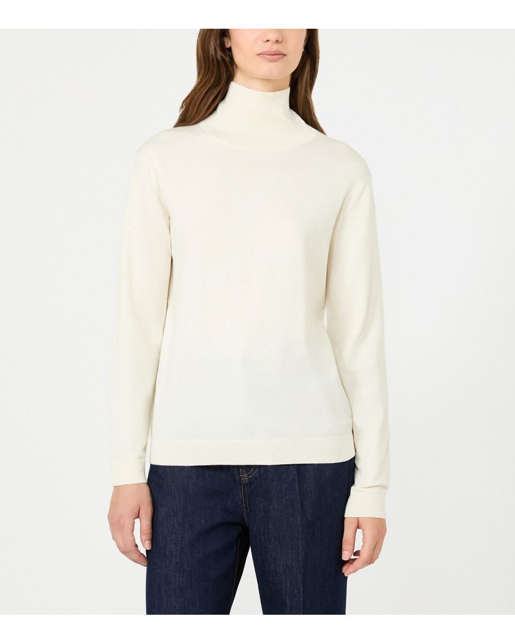 Weekend by Maxmara White Silk-Wool-Blend Rollneck Sweater