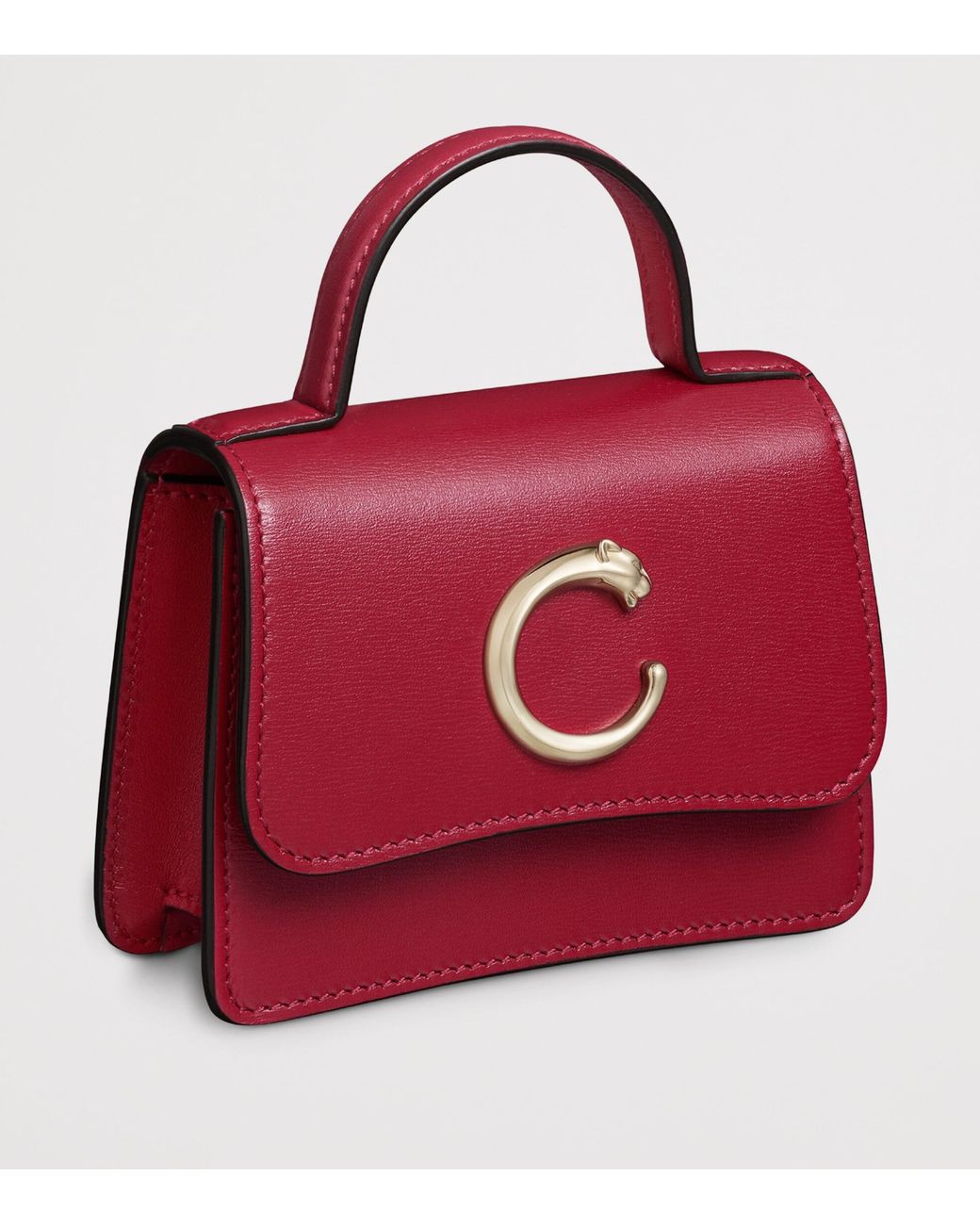 Cartier Red Micro Leather Panthère De Top-Handle Bag