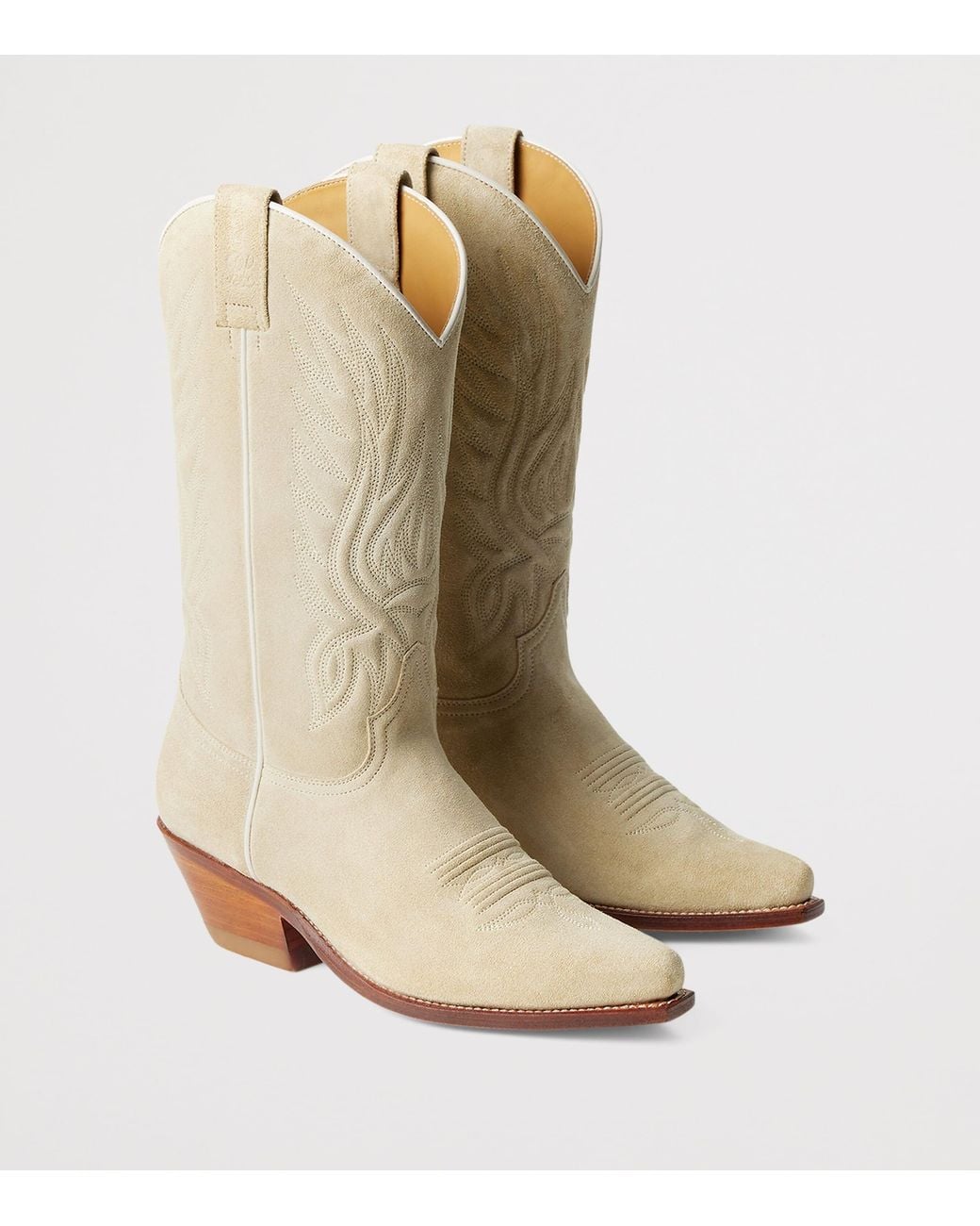 Ralph Lauren Natural Suede Chilton Cowboy Boots