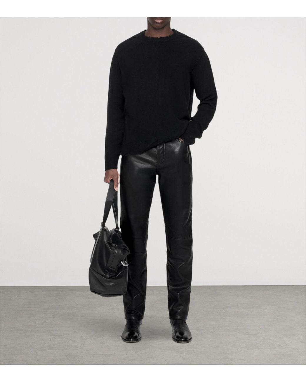 AllSaints Black Wool-Blend Remus Crew-Neck Sweater for men