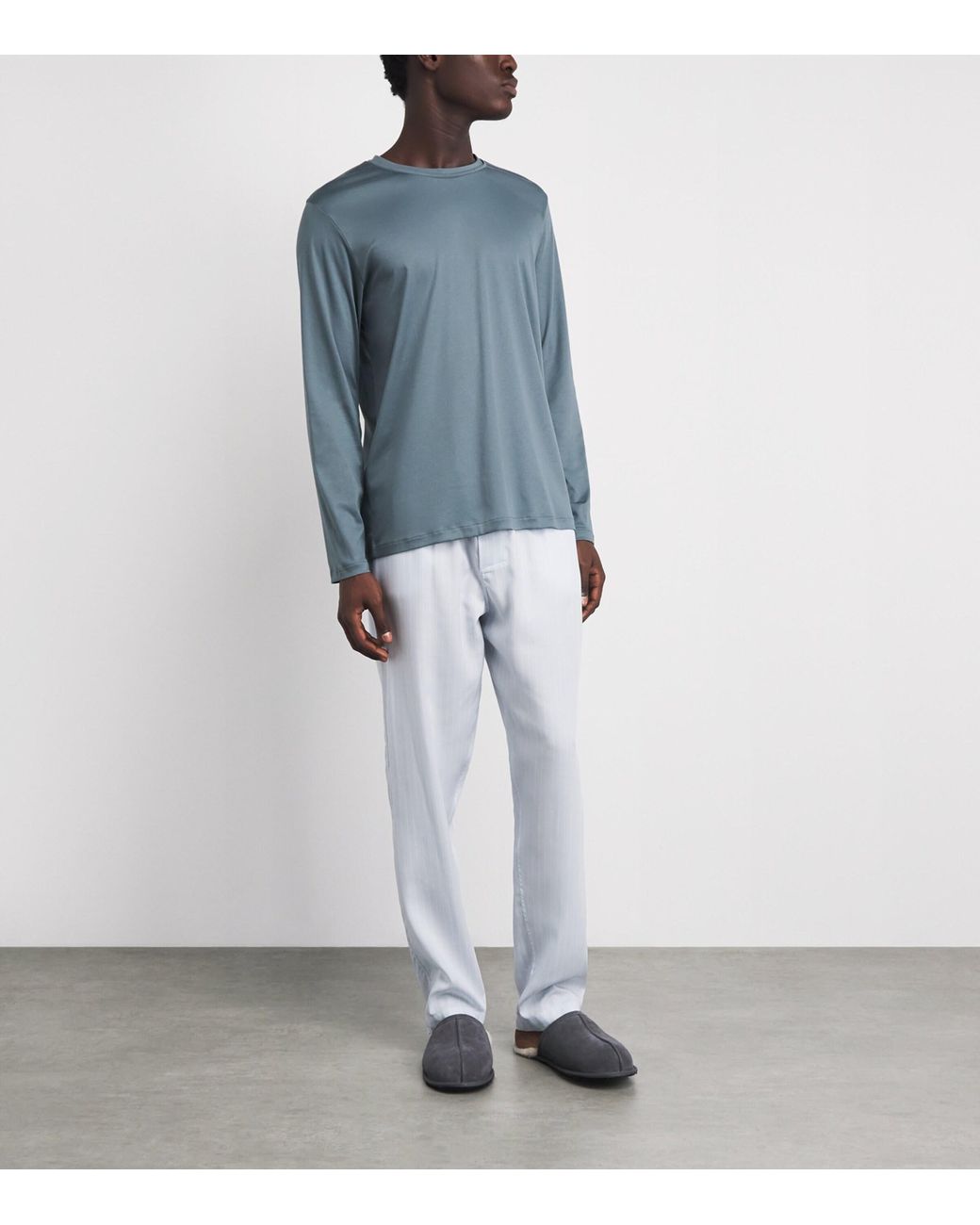 Zimmerli of Switzerland Blue 286 Sea Island Long-Sleeve T-Shirt for men
