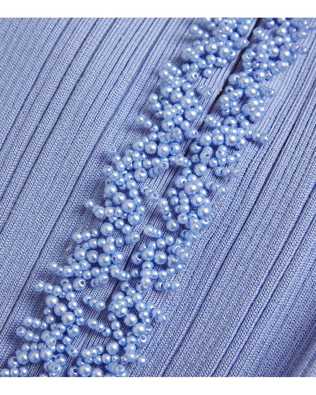 Self-Portrait Blue Embellished Knitted Mini Dress