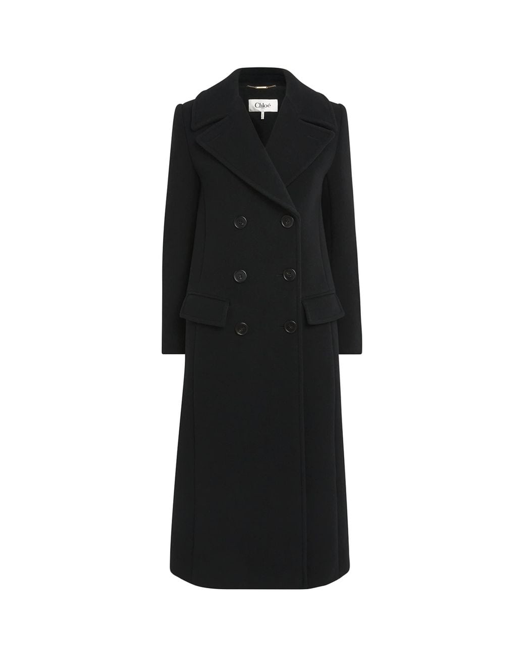 Chloé Black Virgin Wool Double-Breasted Coat