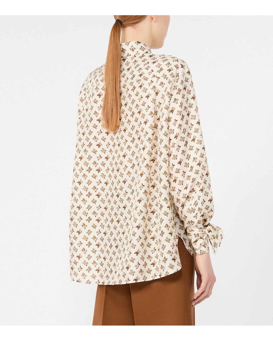 Max Mara White Silk Logo-Print Shirt