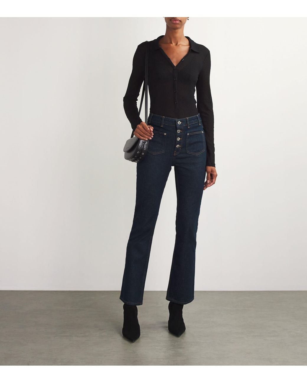 Maje Blue Patch-Pockets Straight-Leg Jeans