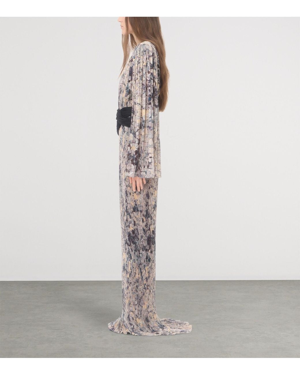 Valentino Multicolor Silk Printed Pleated Gown