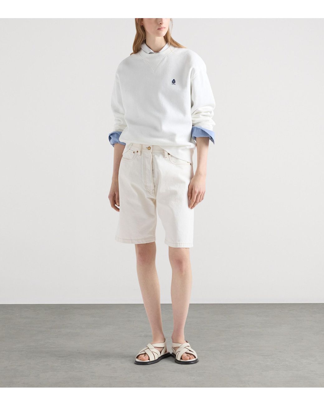 Prada White Cotton Logo Sweatshirt