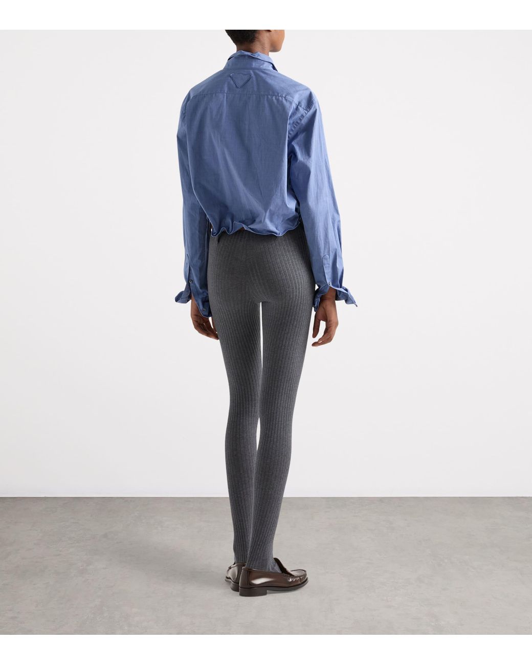 Prada Blue Cotton Shapeable Oversized Shirt