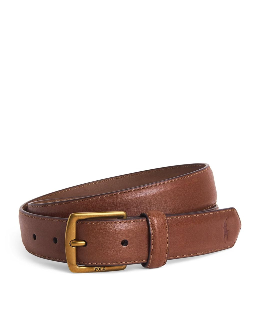 Polo Ralph Lauren Brown Silver Branded Leather Belt for men