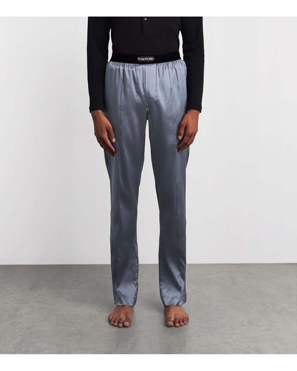 Tom Ford Blue Silk-Blend Pyjama Trousers for men