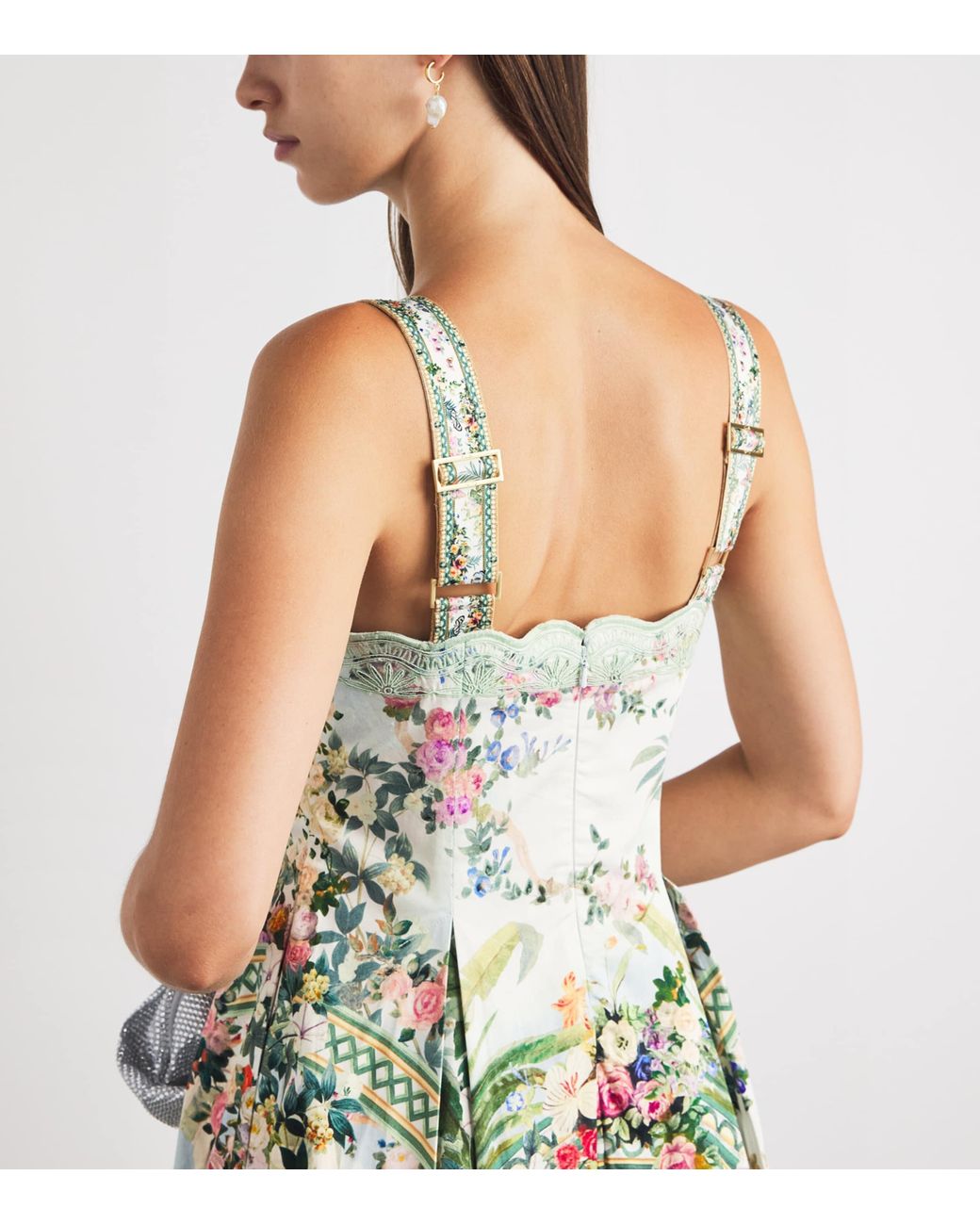Camilla White Stretch-Cotton Art For The Empress Flared Midi Dress