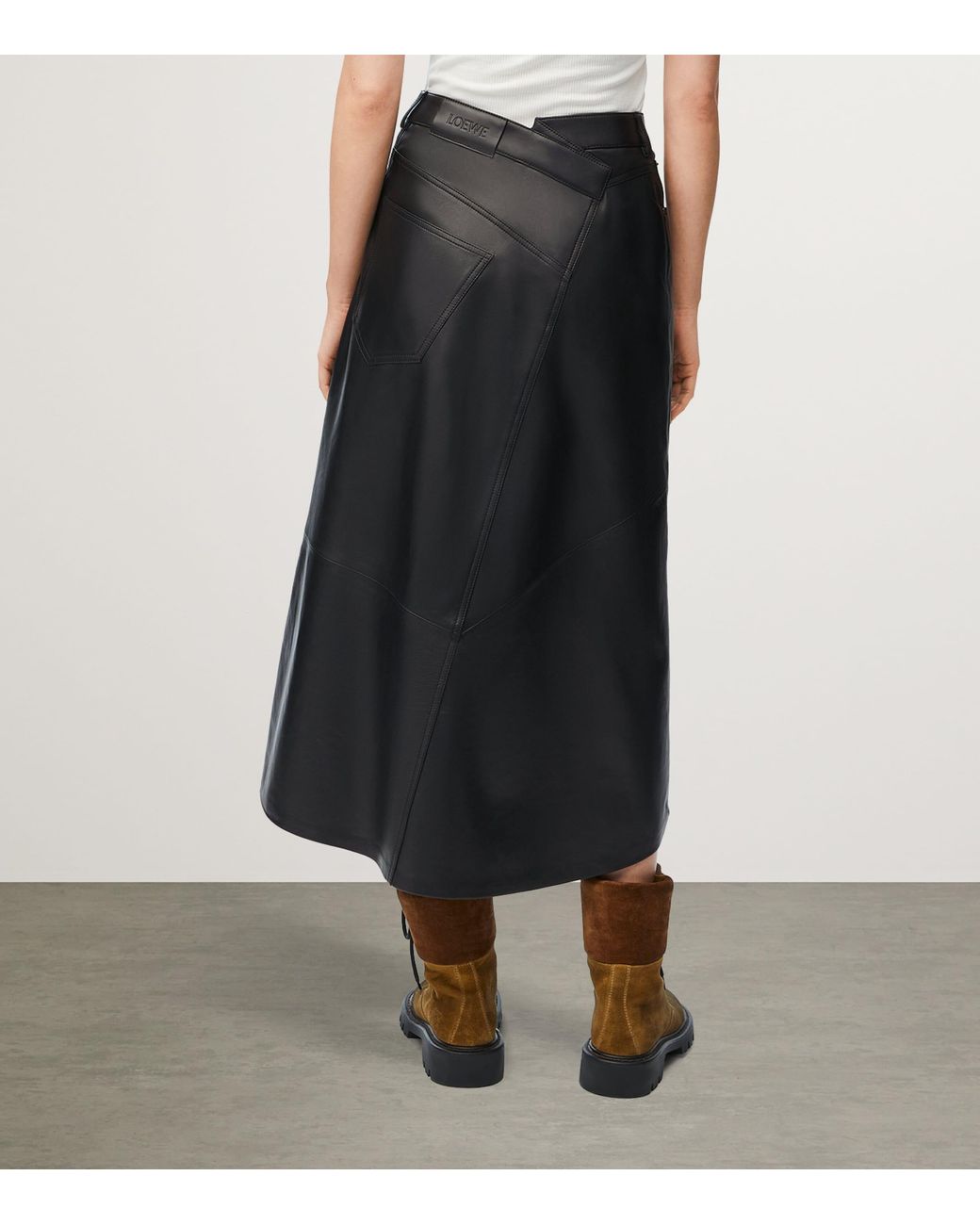 Loewe Black Cotton Asymmetric Midi Skirt