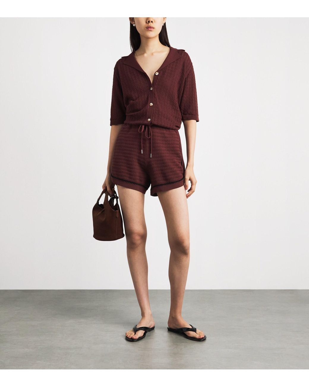 Varley Purple Cotton Knit Morden Shorts