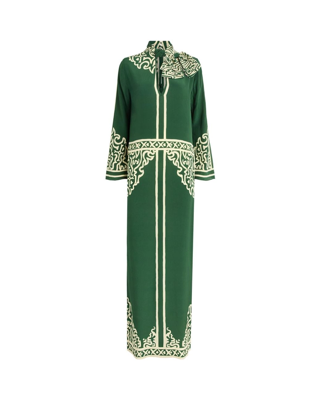 Johanna Ortiz Green Silk Windborne Tunic Maxi Dress