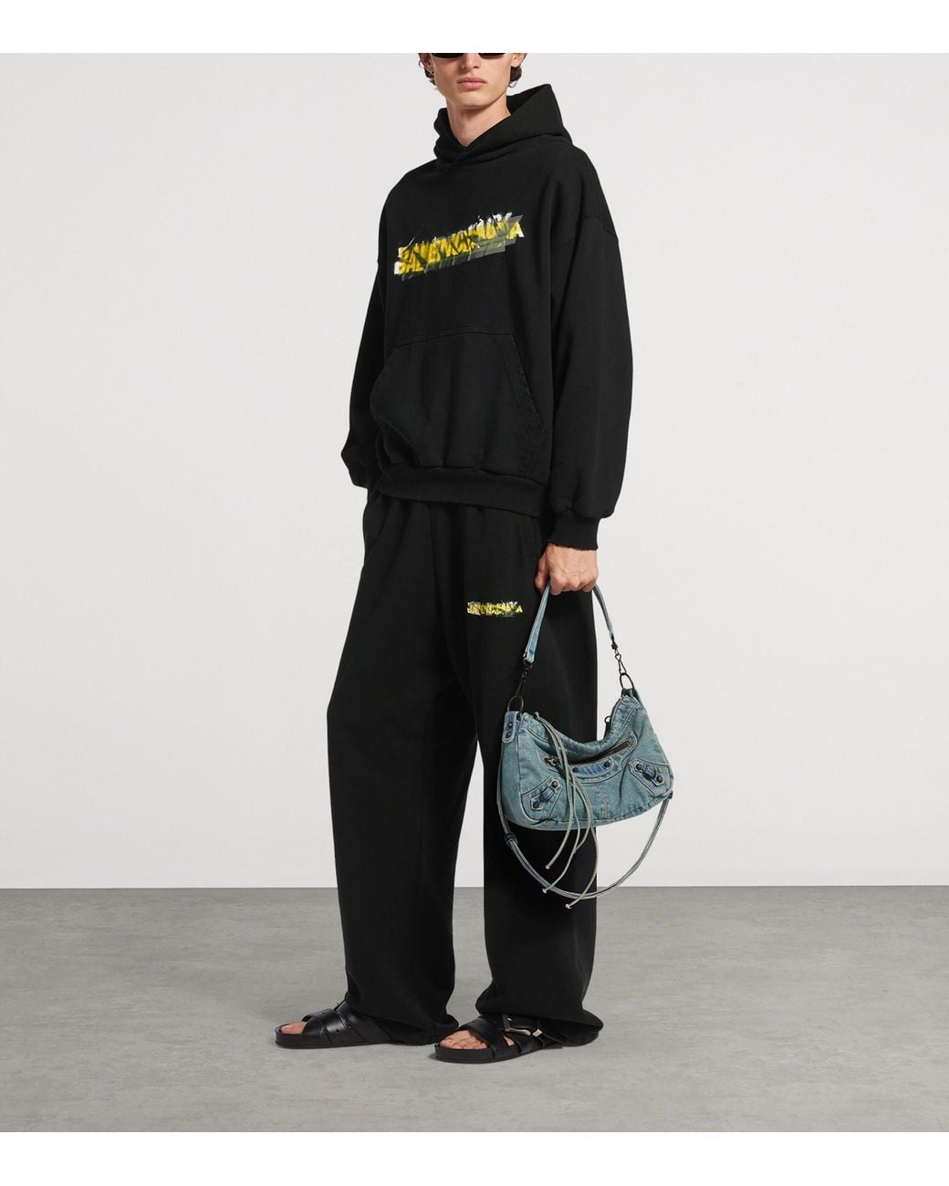 Balenciaga Black Apos;S Paris Thunderstorm Medium-Fit Hoodie for men