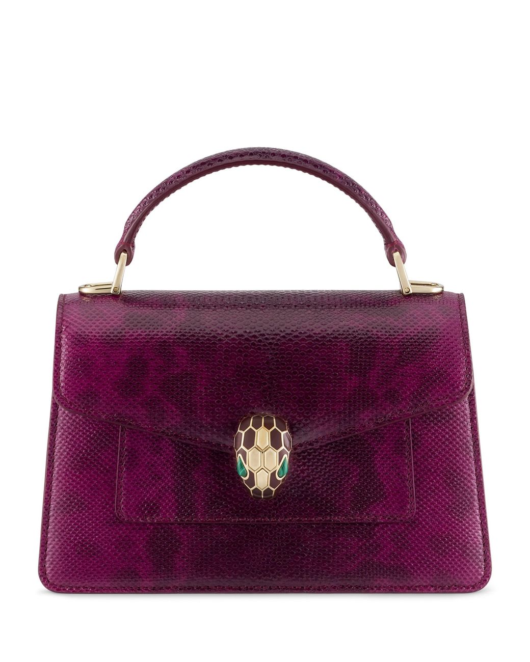 BVLGARI Purple Karung Leather Serpenti Forever Top-Handle Bag