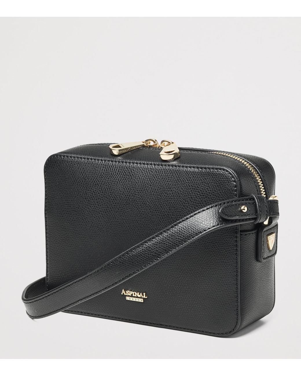 Aspinal Black Leather Slot Weave Camera Bag