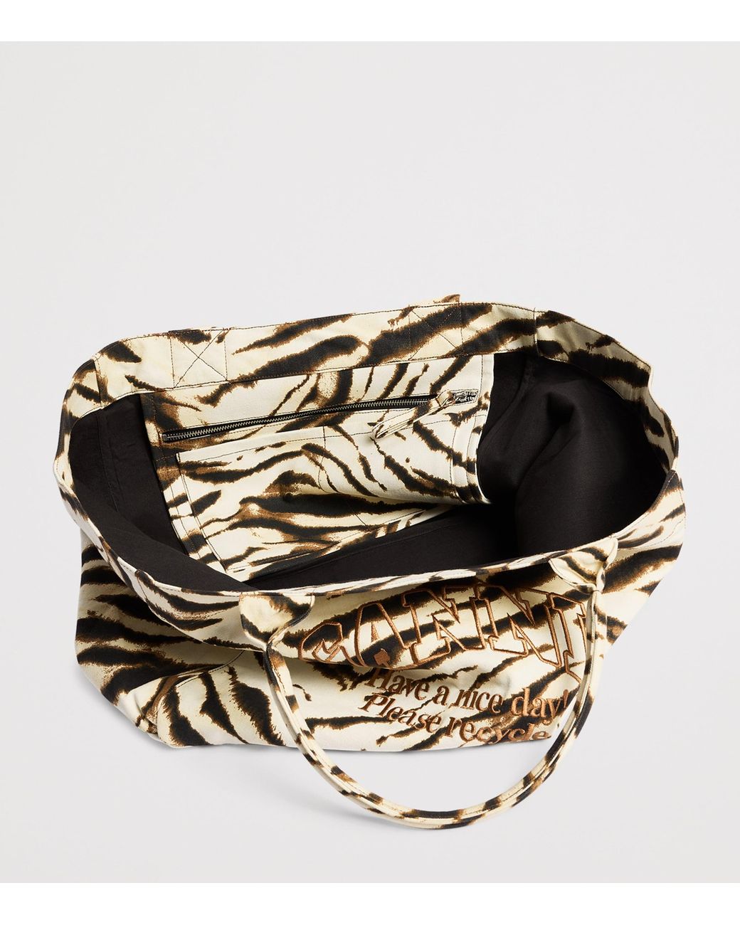 Ganni Metallic Large Canvas Zebra Tote Bag
