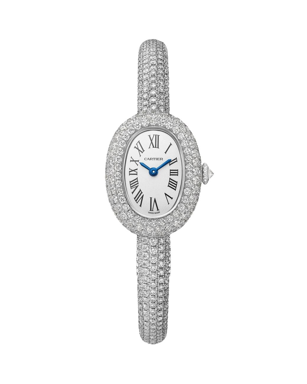 Cartier White Mini And Diamond Baignoire De Watch