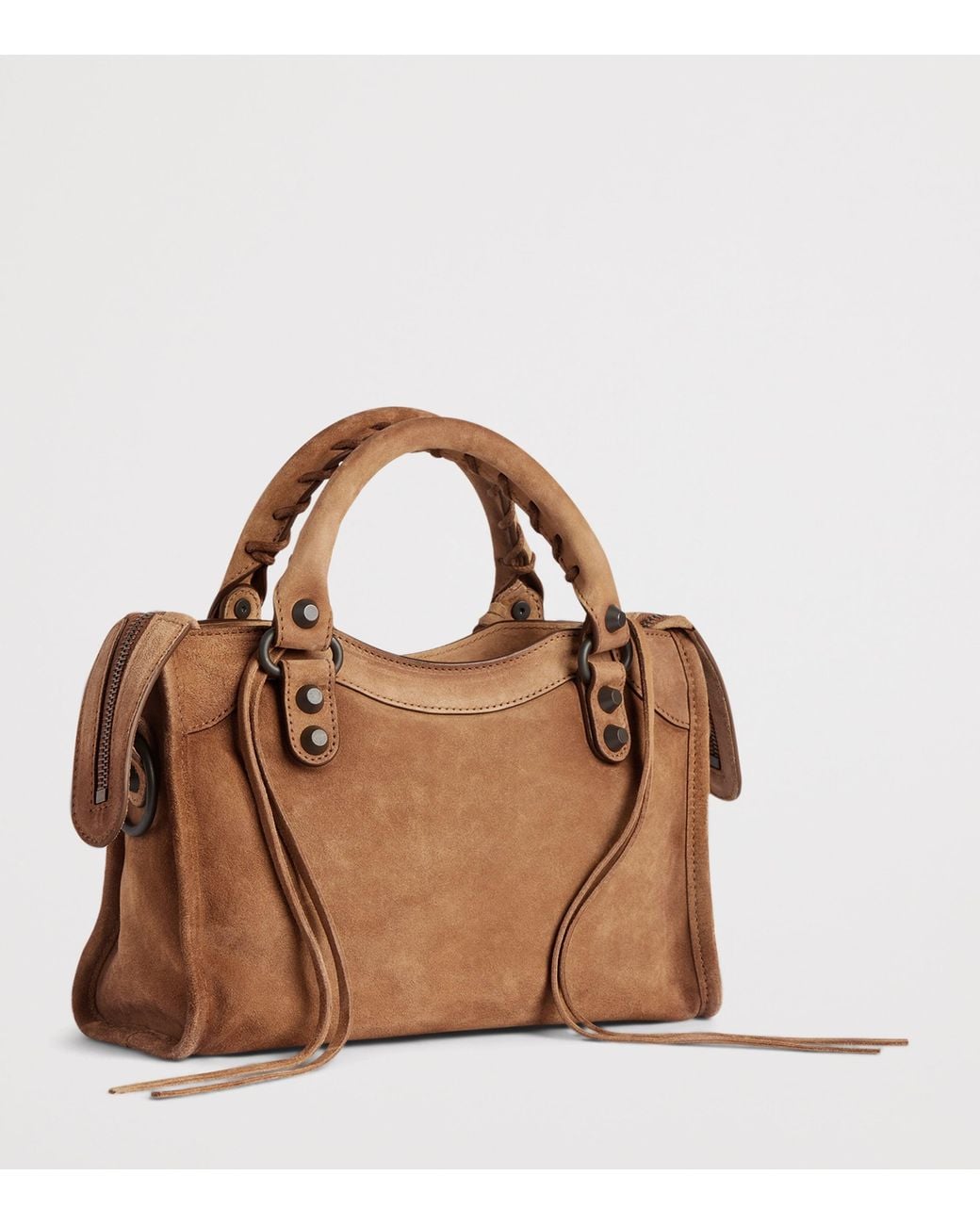 Balenciaga Brown Mini Waxed Suede Le City Top-Handle Bag