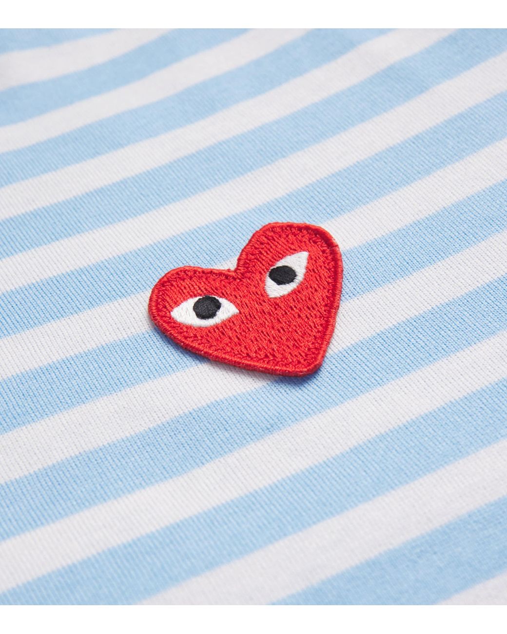 COMME DES GARÇONS PLAY Blue Heart Logo Striped T-Shirt for men