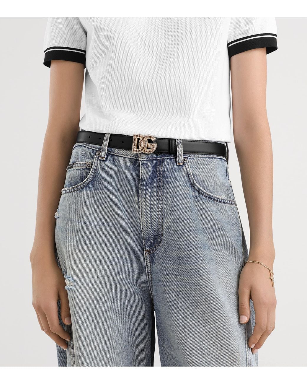 Dolce & Gabbana Black Calfskin Logo Belt