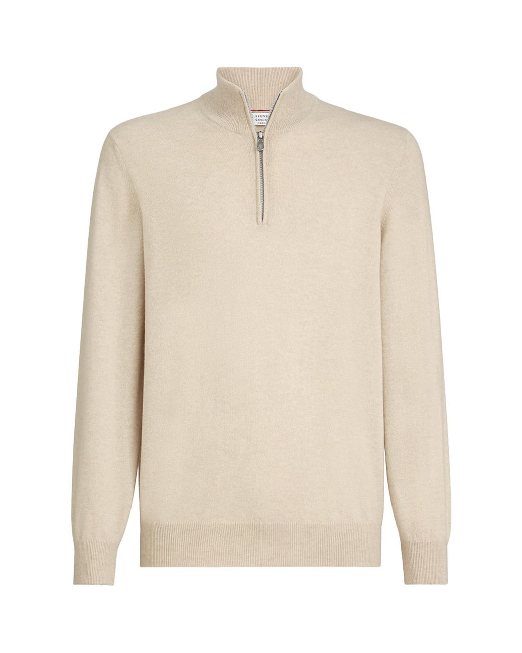 Brunello Cucinelli Natural Cashmere Quarter-Zip Sweater for men