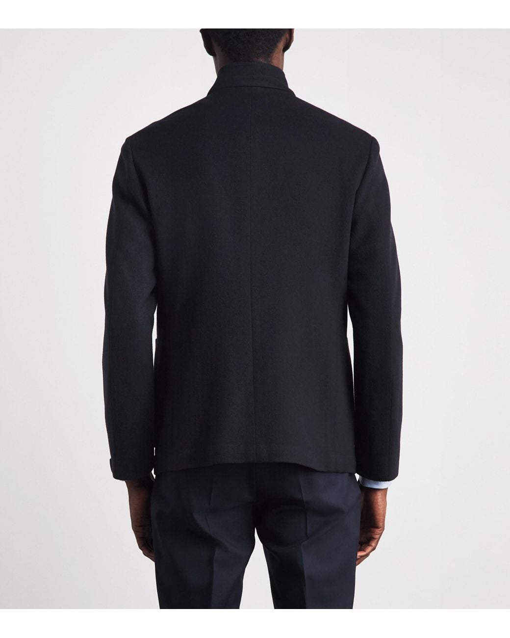 Corneliani Blue Virgin Wool High-Neck Jacket for men