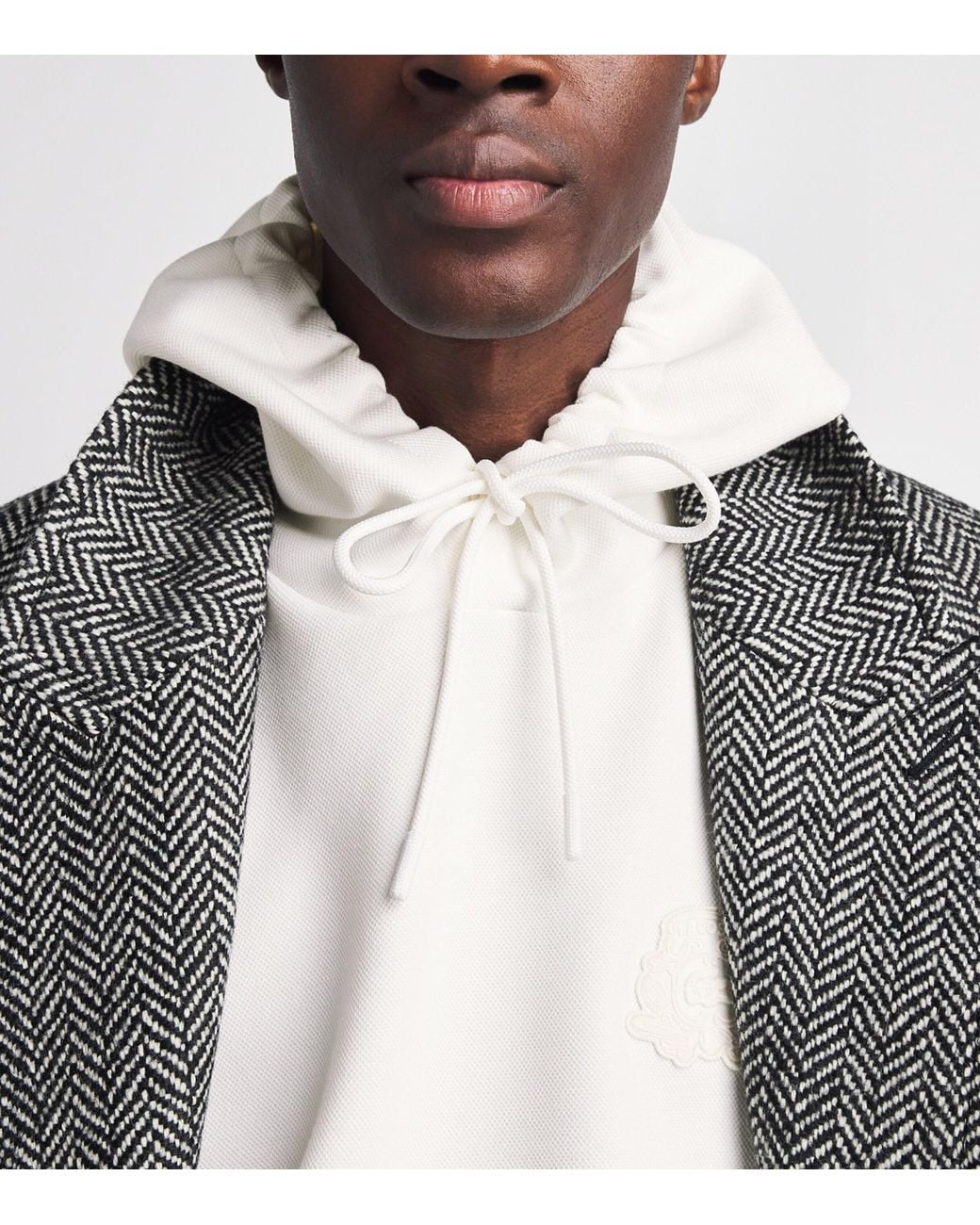 Lacoste White Embossed Crest Hoodie for men