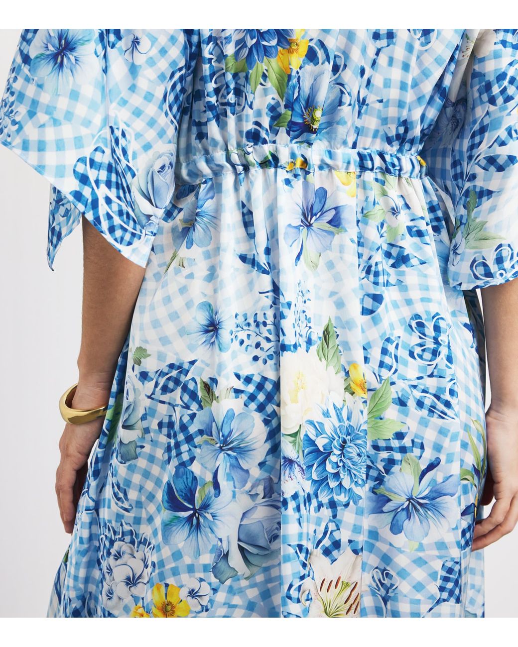 Mary Katrantzou Blue Satin Fleur De Vichy Taormina Kaftan Dress